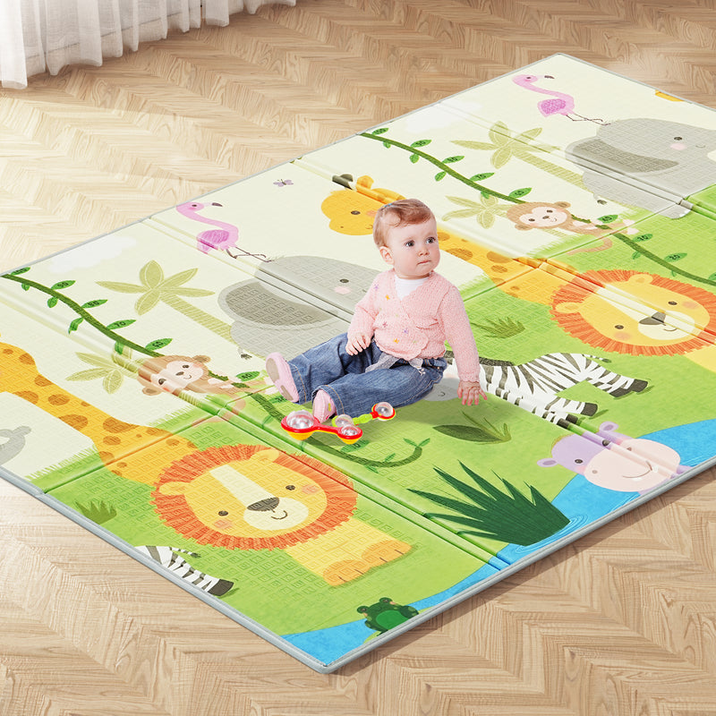 ZENOVA Reversible Baby Play Mat, Foldable and Waterproof Play Mat & Anti-Slip Foam Play Mat for Babies,Infants and Toddlers with Travel Bag (79x59x0.4in)