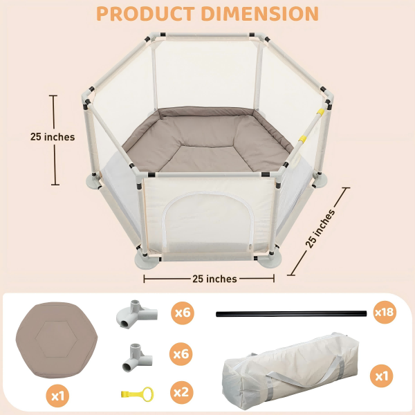 ZENOVA Hexagonal Baby Playpen With Mat for Babies & Toddlers Baby Fence Baby