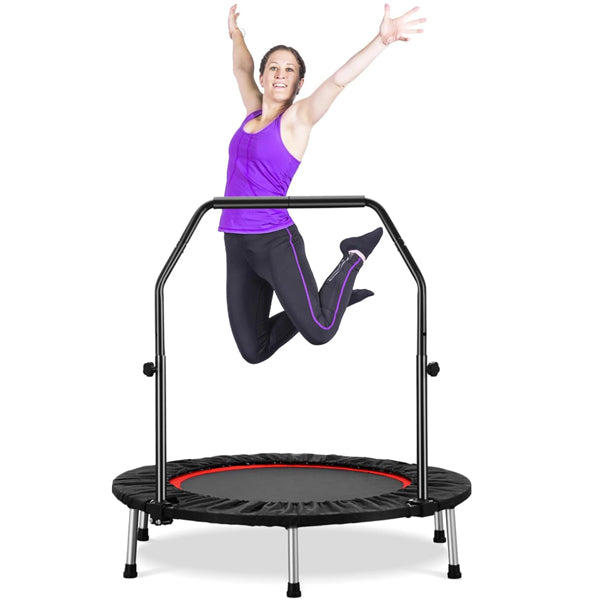 ZENOVA 40"  Trampoline for Adults,Fitness Trampoline Red & Black with Adjustable Bar 330LBS Weight Capacity