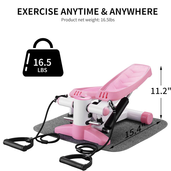 ZENOVA Pink Portable Steppers Stair Stepper with Resistance Band and Mat Fitness Stepper for Full Body