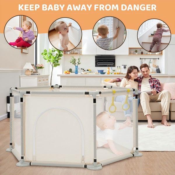 ZENOVA Hexagonal Baby Playpen for Babies & Toddlers Baby Fence Baby