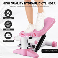 ZENOVA Pink Portable Steppers Stair Stepper with Resistance Band and Mat Fitness Stepper for Full Body