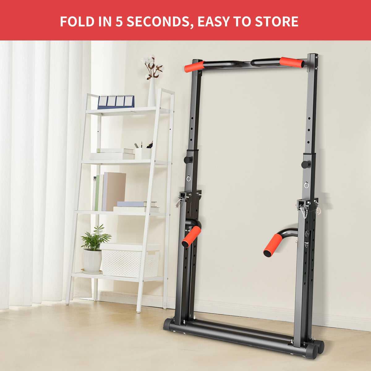 ZENOVA Pull Up Bar Station, Foldable Power Tower Dip Bar for Pull-up Push-up Home Gym Strength Training Workout Equipment