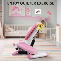 ZENOVA Pink Portable Steppers Stair Stepper with Resistance Band and Mat Fitness Stepper for Full Body